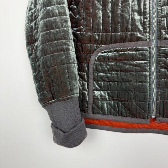 Anthropologie Hei Hei Velvet Relaxed Quilted Jacket Grey XS - Picture 5 of 10